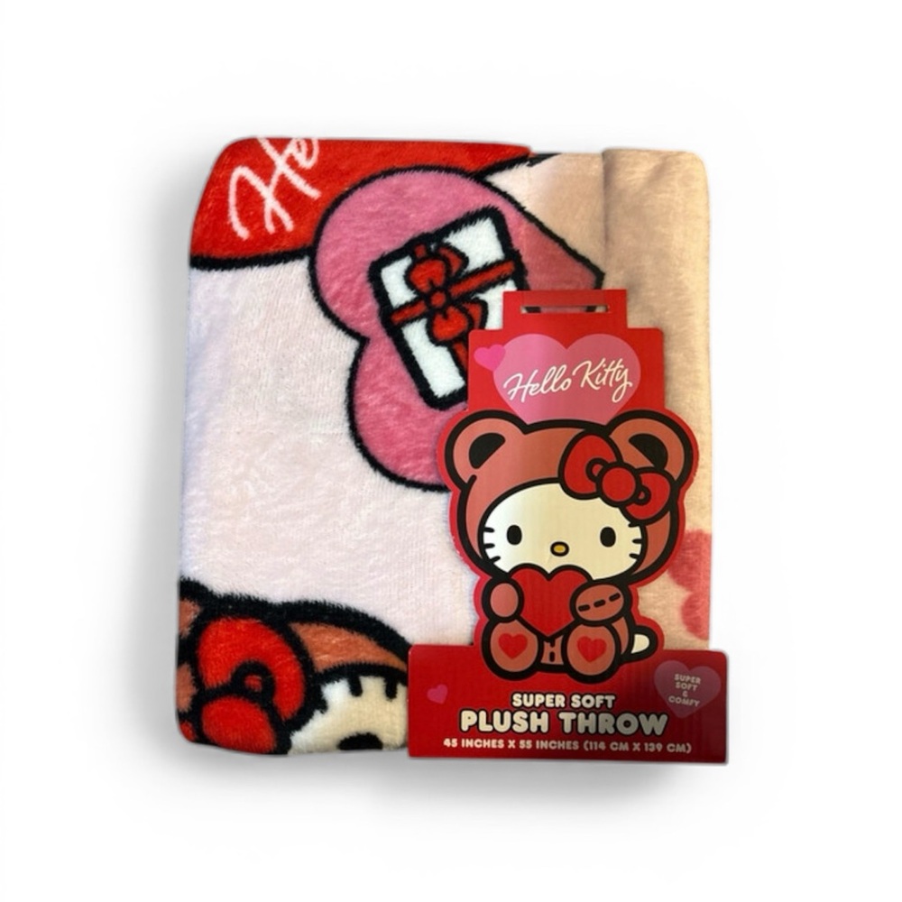 Hello Kitty Pink and Red Plush Blanket